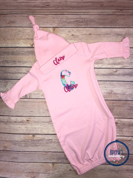 Baby- Appliqué Gown & add-on Hat